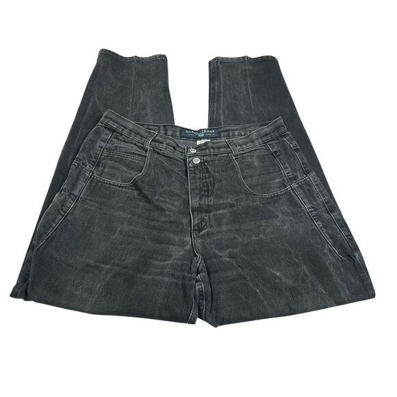 Vintage Guess Jeans Men Pascal Faded Baggy Black Loose Fit Tapered Leg Sz 36x33 - Picture 3 of 13